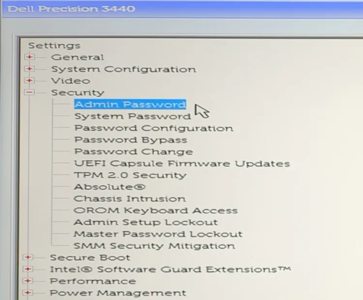 screenshot of Dell BIOS set hard drive password for additional security